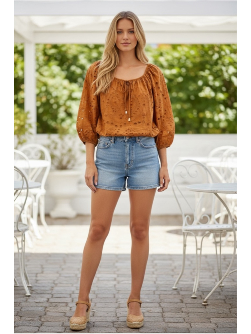 Bishop+Young Off-The-Shoulder Terracotta Blouse|Medium|Brown|NWT